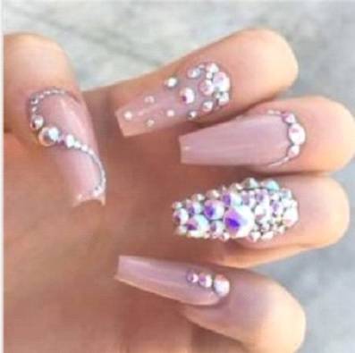 Coffin nails with rhinestone