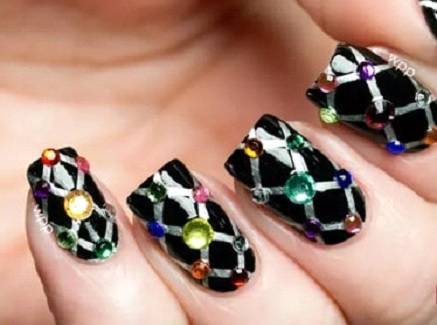 Funny nail design with rhinestone