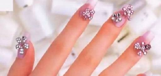 Nail design with flower-shaped